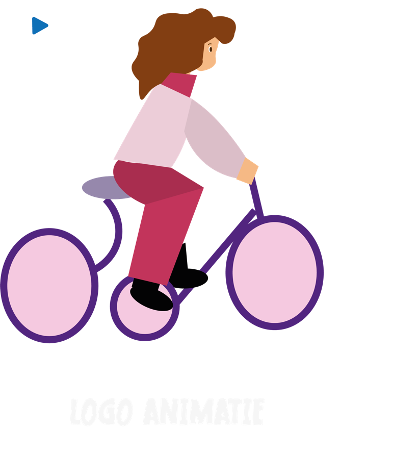 Geïllustreerde fietser uit een logo-animatie